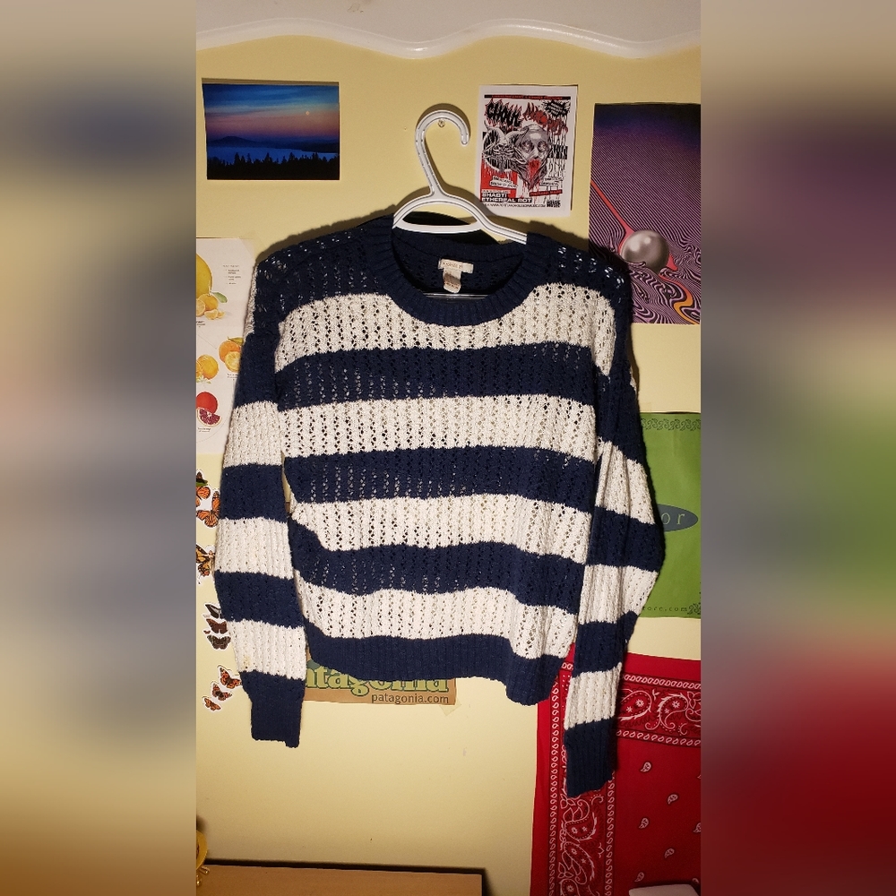 Forever 21 Blue and White Striped Sweater